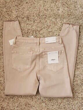 NWT VERVET Halie High Rise Skinny Taupe/Blush Jeans 2
